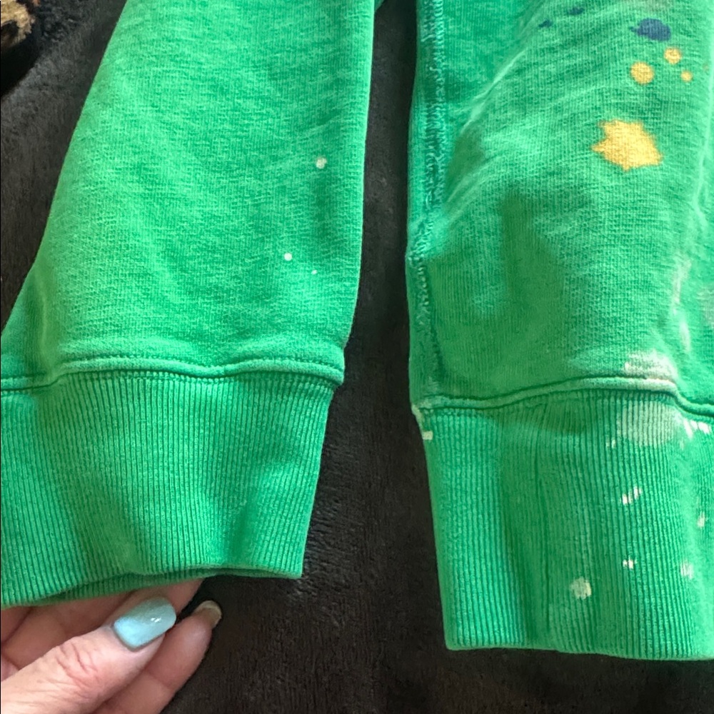 Men's Large Ralph Lauren green pullover sweatshirt with paint splashes . - Picture 5 of 9